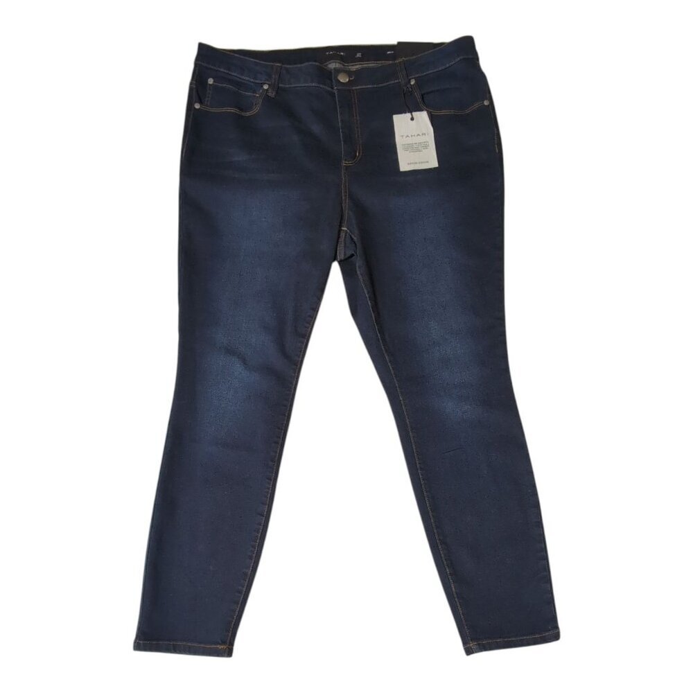 Tahari Kelly Jeans NWT Rayon Denim Mid-Rise Skinny 20W Dark Wash‎ Blue